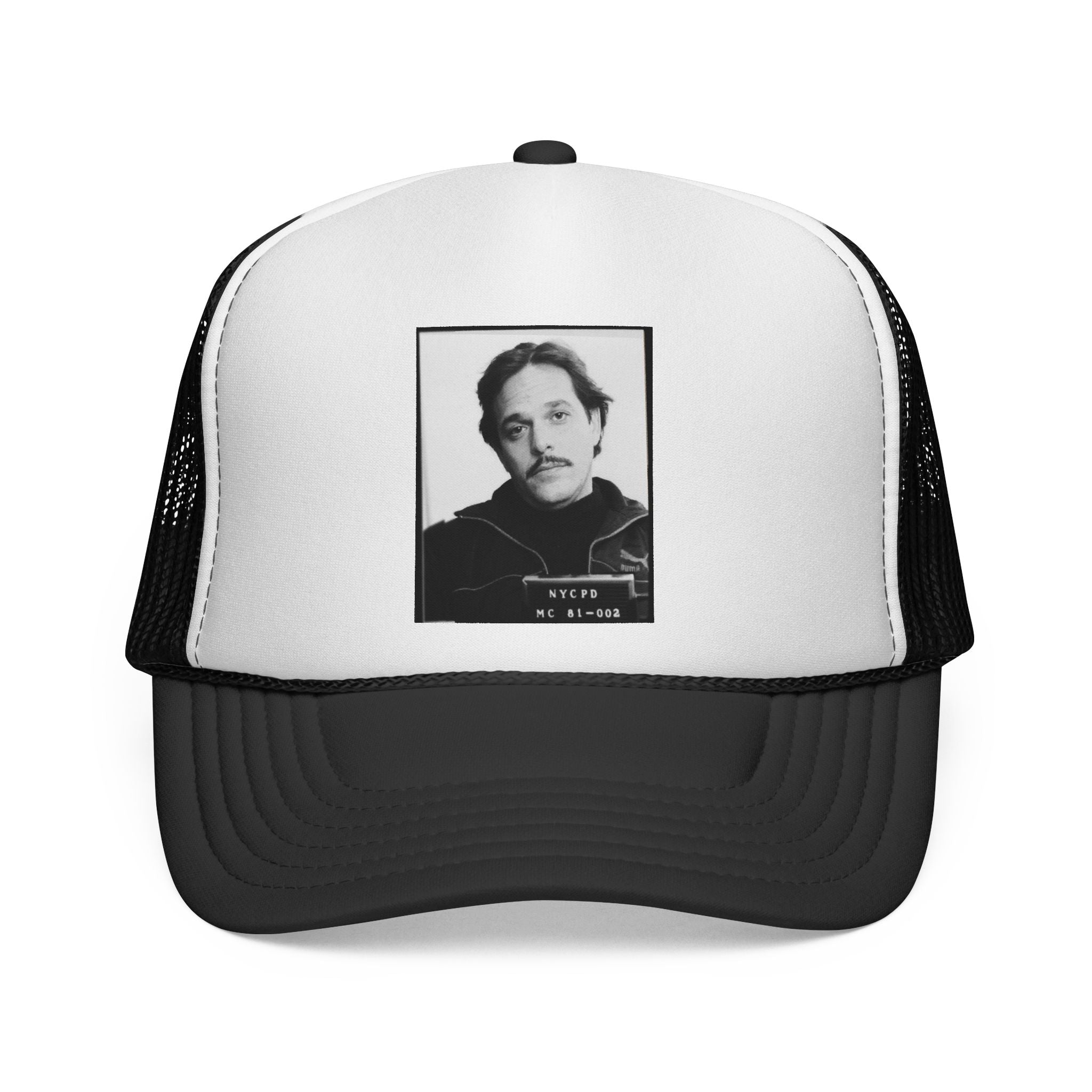 Vintage Portrait Trucker Cap — Nostalgic Monochrome Photo Design