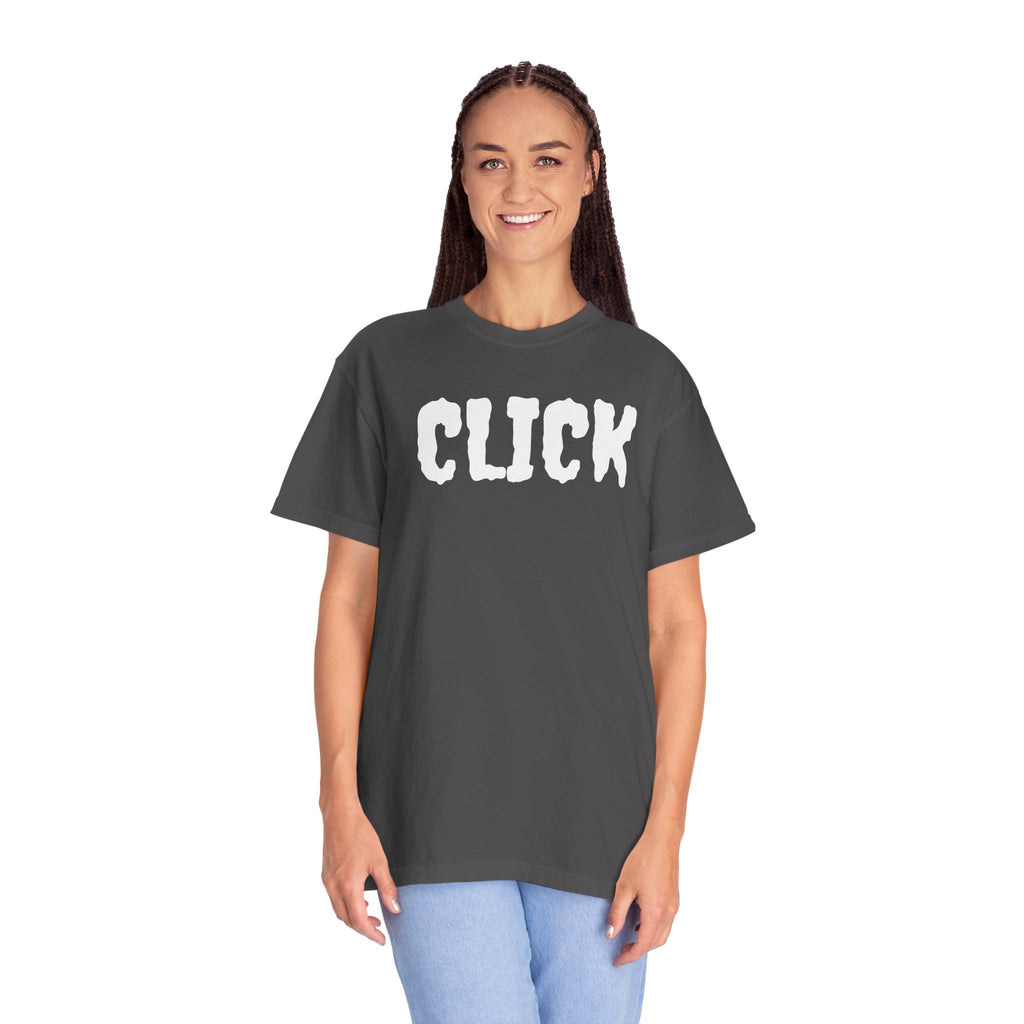 Unisex Garment-Dyed T-Shirt with 'CLICK' Design - Casual Streetwear