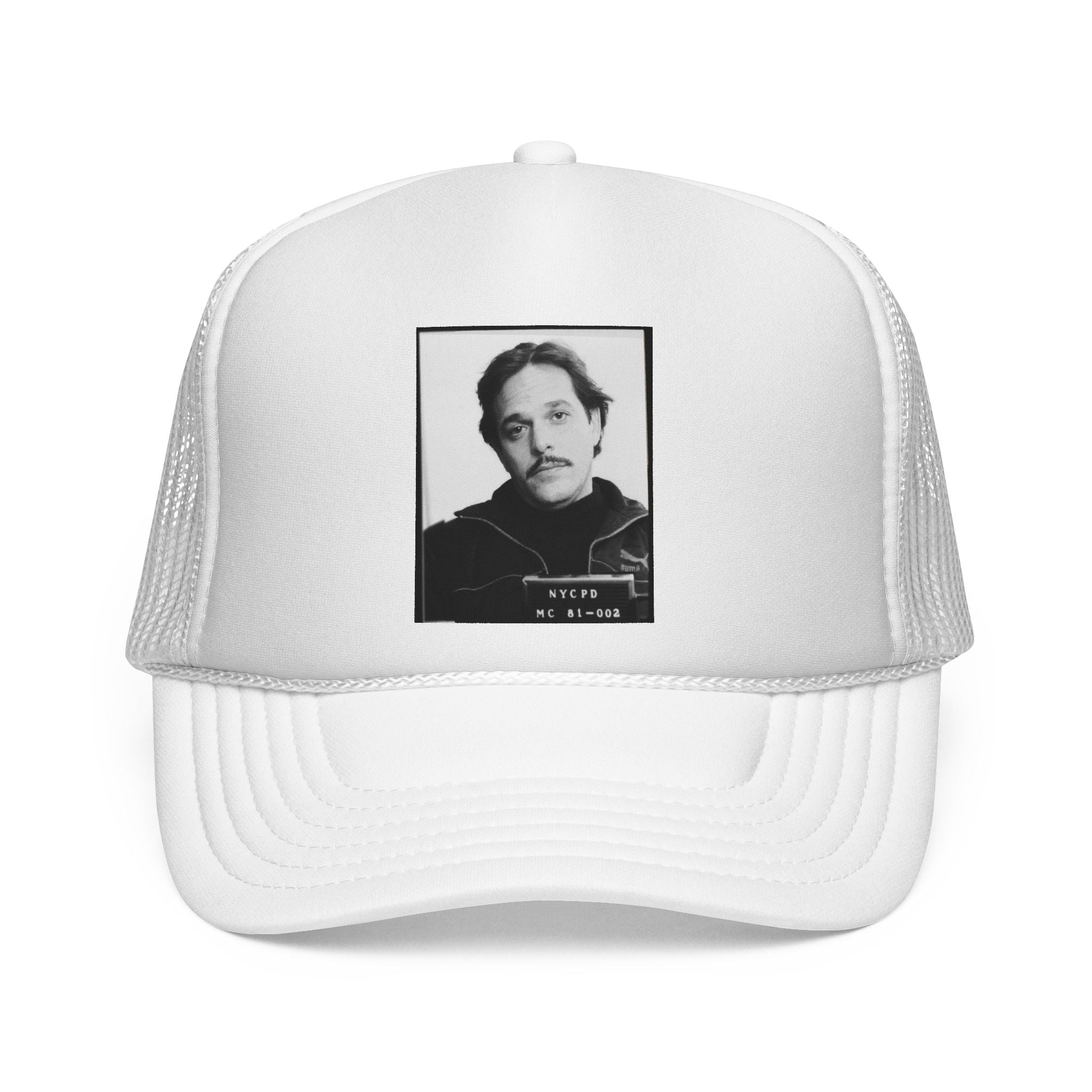 Vintage Portrait Trucker Cap — Nostalgic Monochrome Photo Design