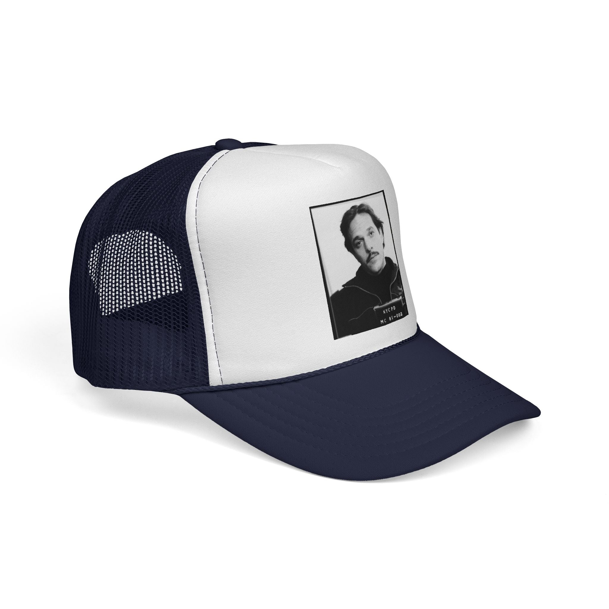 Vintage Portrait Trucker Cap — Nostalgic Monochrome Photo Design